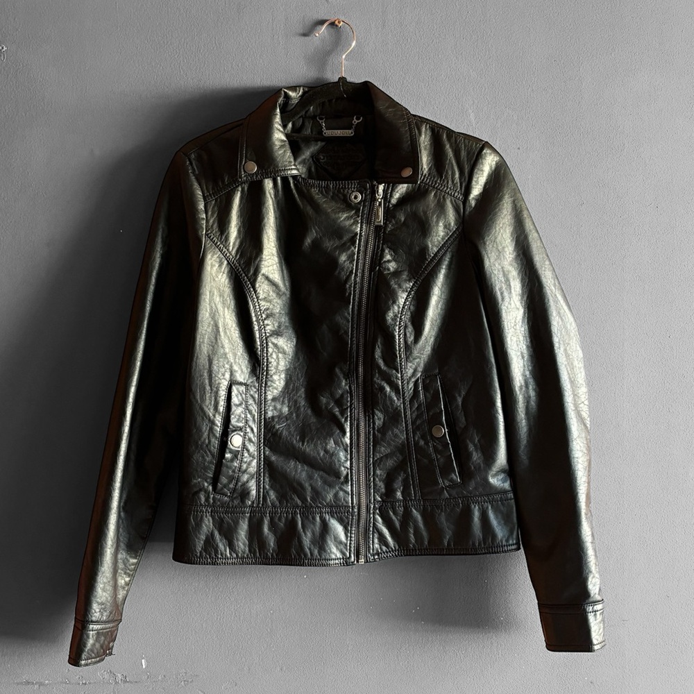 JOUJOU MOTORCYCLE VEGAN LEATHER JACKET SIZE LARGE GRUNGE